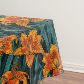 Nappe Robins et fleurs de lys, orange et bleu (In Situ)
