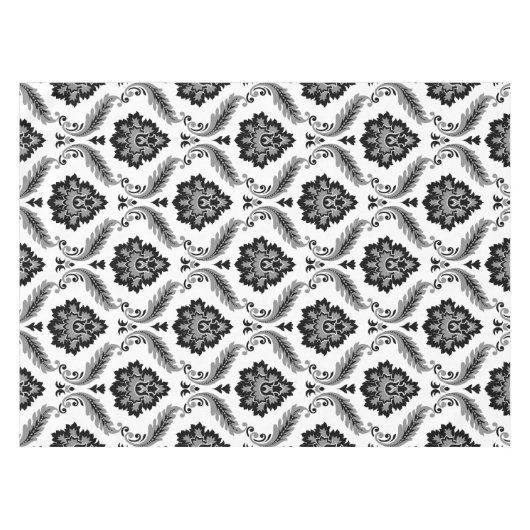 Nappe Rococo Damask Pattern Grey Black White (Devant (Horizontal))
