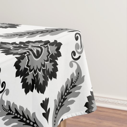 Nappe Rococo Damask Pattern Grey Black White (In Situ)