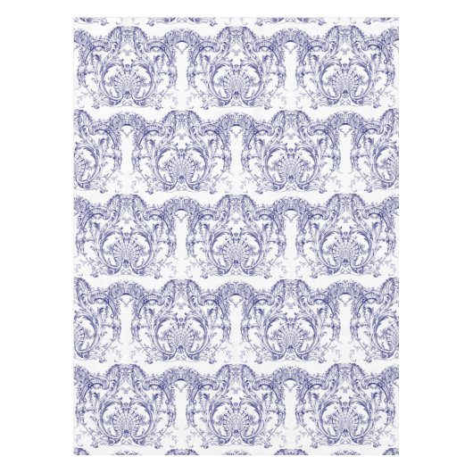 Nappe Rococo Motif baroque bleu et blanc (Devant)