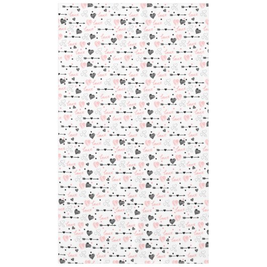 Nappe Romantic Love Gift Tablecloth Pink Black Hearts (Devant)