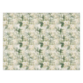 Nappe Romantique Fleurs blanches douces et Feuilles vert (Devant (Horizontal))