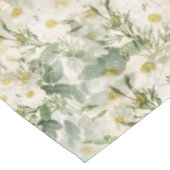 Nappe Romantique Fleurs blanches douces et Feuilles vert (Angle)