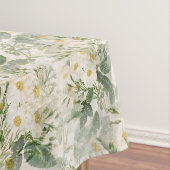 Nappe Romantique Fleurs blanches douces et Feuilles vert (In Situ)