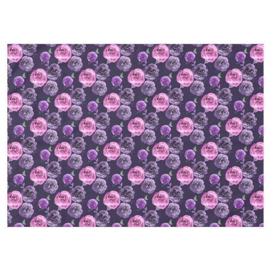 Nappe Romantique Purple & Rose Aquarelle Rose Floral (Devant (Horizontal))