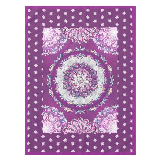 Nappe Rosace rouge cardinale et flocon de neige (Devant)