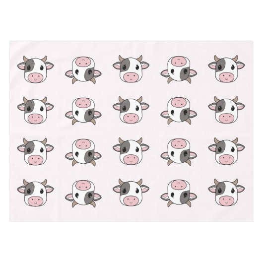 Nappe rose avec motif de vache mignonne (Devant (Horizontal))