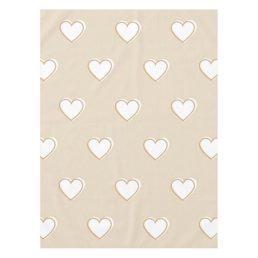 Nappe Rose blanc Beige mignon Motif de coeur simple (Devant)