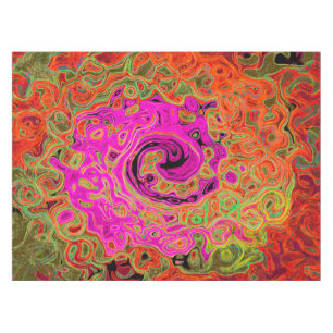 Nappe Rose Chaud Groovy Abstrait Rétro Tourbillon Liquid