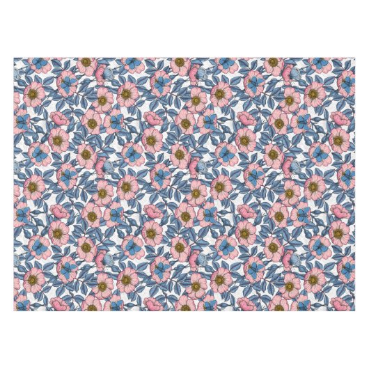 Nappe Rose de chien et papillons (Devant (Horizontal))