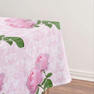 Nappe Rose élégante damassée florale rose
