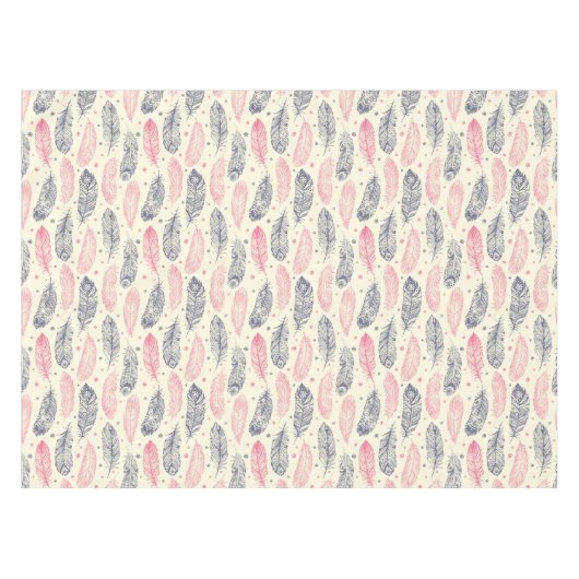 Nappe Rose et motif ethnique pourpre de plume (Devant (Horizontal))