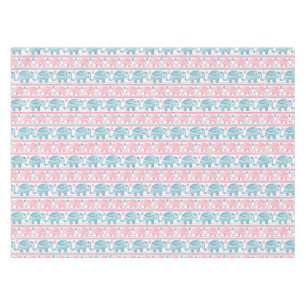Nappe Rose et motif ethnique turquoise d'éléphant