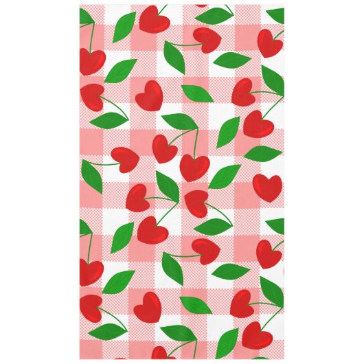 Nappe rose gingham forme de coeur rockabilly (Devant)