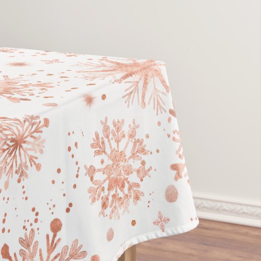 Nappe Rose Gold Snowflakes en blanc (In Situ)