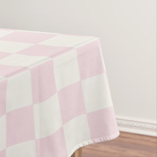 Nappe Rose Pâle & Blanc Chaud Moderne à Carreaux