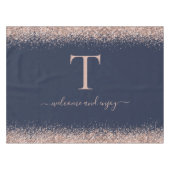 Nappe Rose Parties scintillant d'or Monogramme Marine in (Devant (Horizontal))