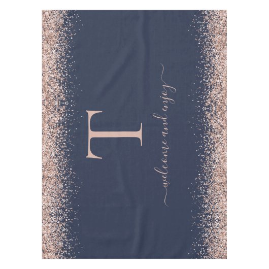 Nappe Rose Parties scintillant d'or Monogramme Marine in (Devant)