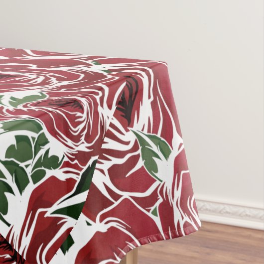Nappe Rose Pays rouge vert vintage floral (In Situ)