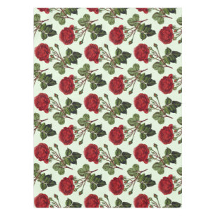 Nappe Rose Red Long Stem Motif Mint Green Arrière - plan