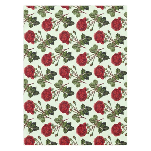 Nappe Rose Red Long Stem Motif Mint Green Arrière - plan (Devant)