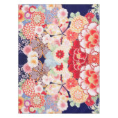 Nappe ROSE ROUGE BLANC FLEURS pivoines, Floral japonais  (Devant)