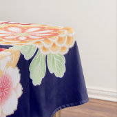 Nappe ROSE ROUGE BLANC FLEURS pivoines, Floral japonais  (In Situ)