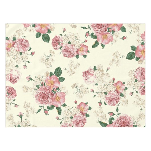 Nappe Rose sur Vintage jaune Floral (Devant (Horizontal))
