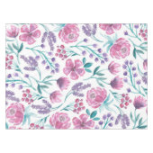 Nappe Rose violet Turquoise Aquarelle Fleurs Motif (Devant (Horizontal))