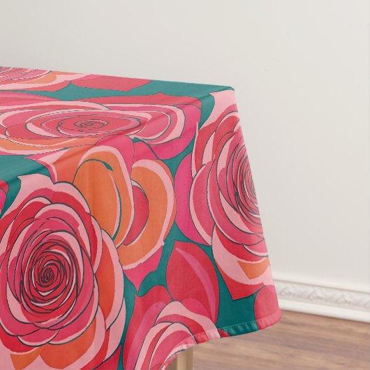 Nappe Roses Abstraits Dans Des Teintes De Rose Rouge Et (In Situ)