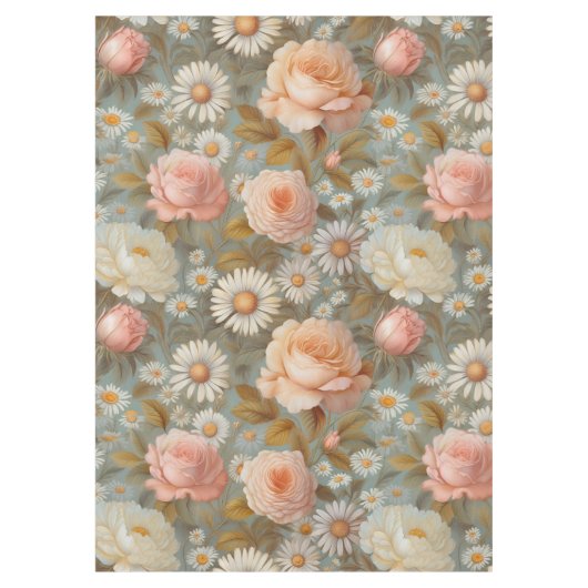 Nappe Roses antiques et motif de marguerites (Devant)