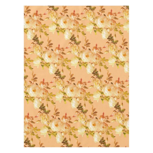 Nappe Roses blanches romantiques sur orange (Devant)