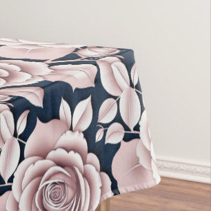 Nappe Roses Bleues Foncées Luxueuses Avec Détails Blancs