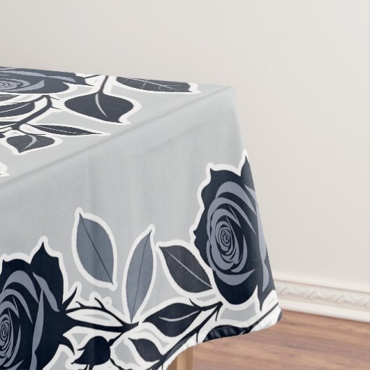 Nappe Roses Bleus Foncés Avec Des Feuilles Argentées (In Situ)