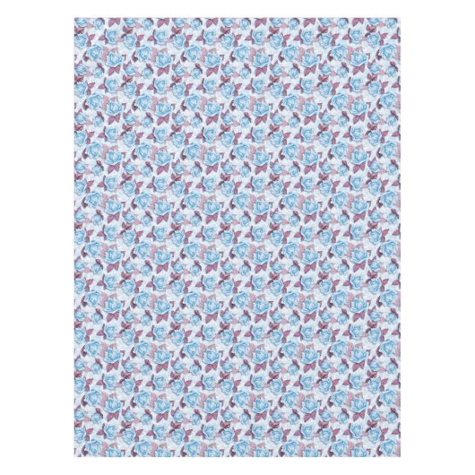 Nappe Roses bleus. Modèle floral (Devant)