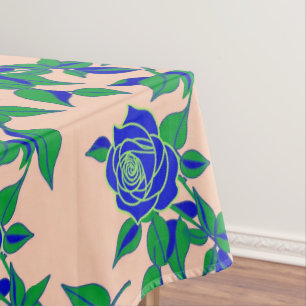 Nappe Roses en bleu électrique saisissant avec des feuil