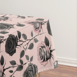 Nappe Roses esquissées à la main en noir sur un fond ros