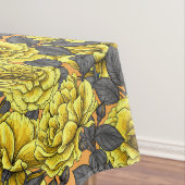 Nappe Roses jaunes avec feuilles gris sur orange (In Situ)
