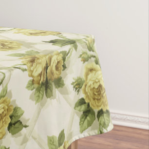 Nappe Roses Jaunes sur Trellis Motif Floral
