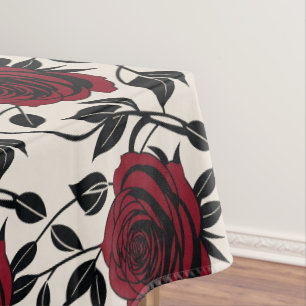 Nappe Roses minimalistes en noir et rouge profond sur un