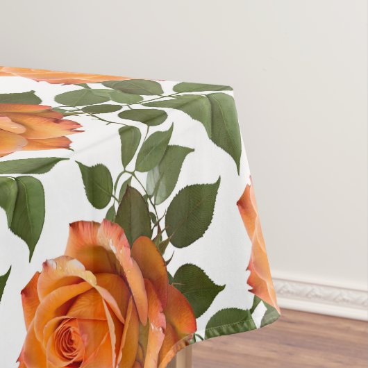 Nappe Roses orange vif avec feuilles vertes (In Situ)