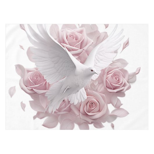 Nappe Roses roses + colombe (Devant (Horizontal))