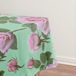 Nappe Roses roses tendres avec des reflets de lavande su