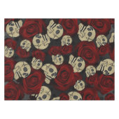 Nappe Roses Rouges & Crânes Floral Gothique Noir Gris (Devant (Horizontal))