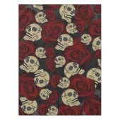 Nappe Roses Rouges & Crânes Floral Gris Noir Gothique (Devant)