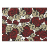 Nappe Roses Rouges & Crânes Floral Noir Gothique Blanc (Devant (Horizontal))