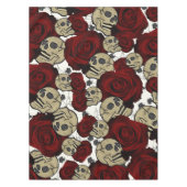 Nappe Roses Rouges & Crânes Floral Noir Gothique Blanc (Devant)
