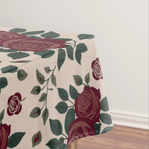 Nappe Roses rouges foncés avec des feuilles vertes
