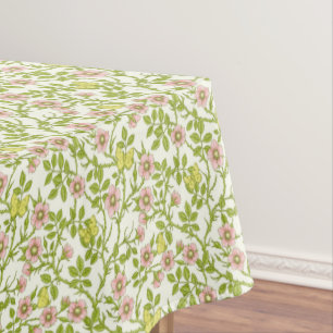 Nappe Roses sauvages et papillons /rose/vert pâle/jaune