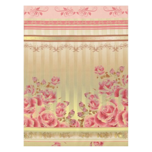 Nappe ROSES SUR OR ~ Tissu de table (Devant)